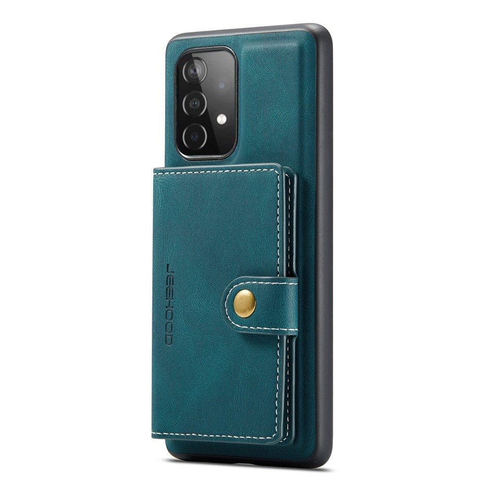 JEEHOOD For Samsung Galaxy A53 5G Shell Detachable 2-in-1 Wallet Kickstand Design Leather Coated TPU Phone Case