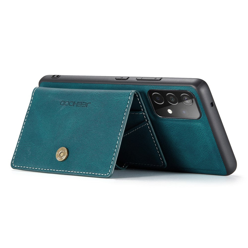 JEEHOOD For Samsung Galaxy A53 5G Shell Detachable 2-in-1 Wallet Kickstand Design Leather Coated TPU Phone Case