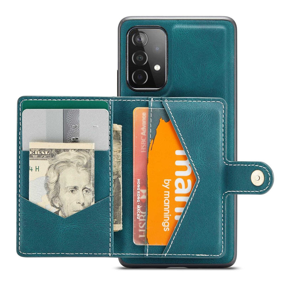 JEEHOOD For Samsung Galaxy A53 5G Shell Detachable 2-in-1 Wallet Kickstand Design Leather Coated TPU Phone Case