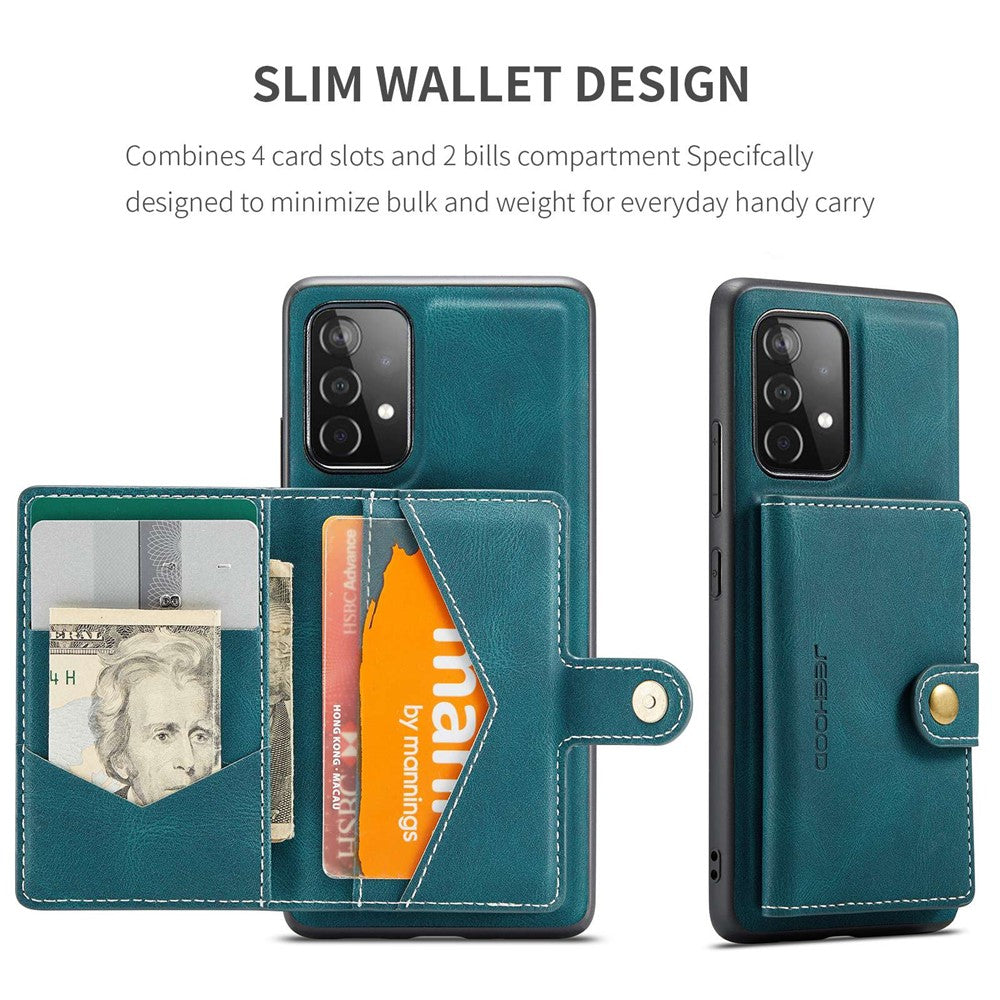 JEEHOOD For Samsung Galaxy A53 5G Shell Detachable 2-in-1 Wallet Kickstand Design Leather Coated TPU Phone Case