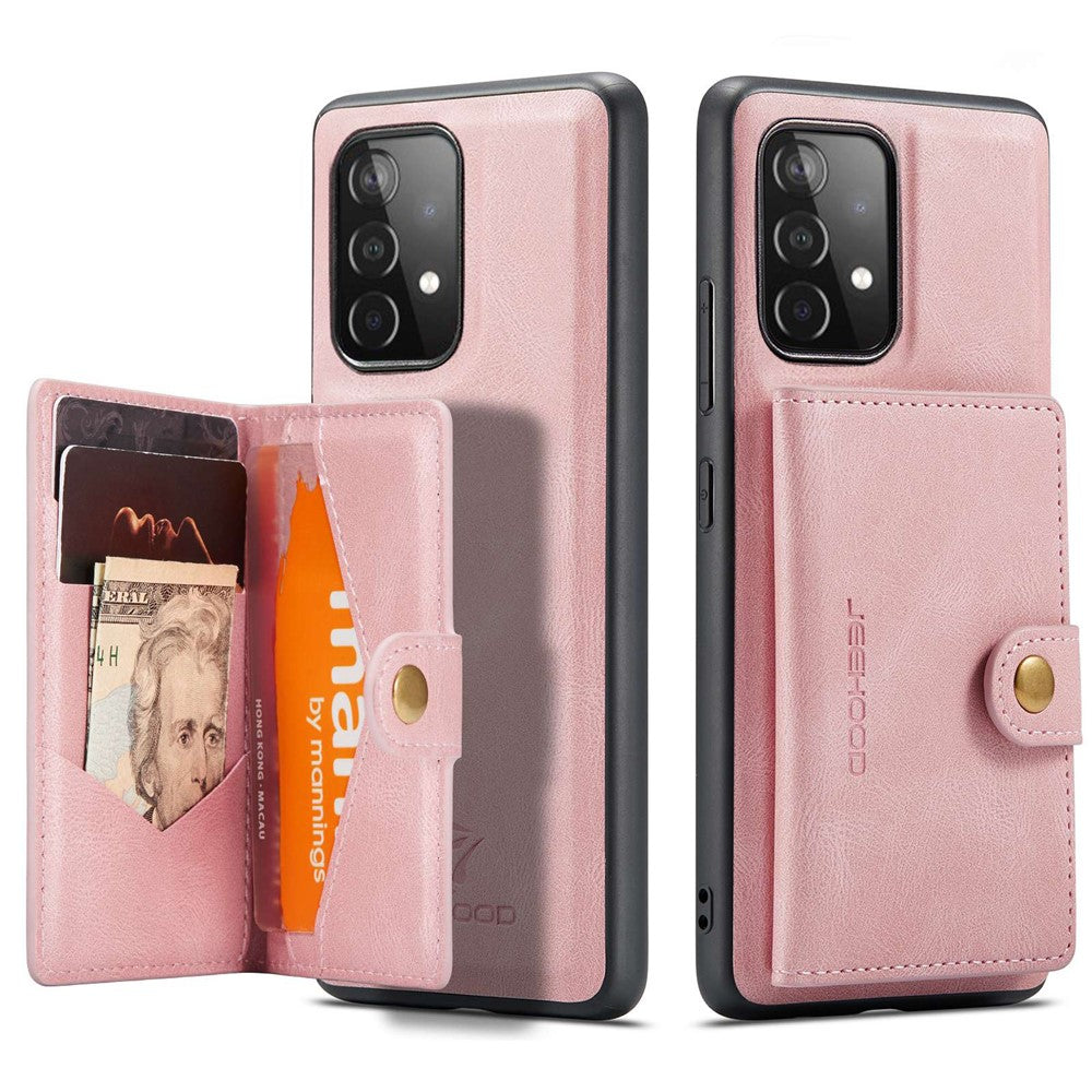 JEEHOOD For Samsung Galaxy A53 5G Shell Detachable 2-in-1 Wallet Kickstand Design Leather Coated TPU Phone Case