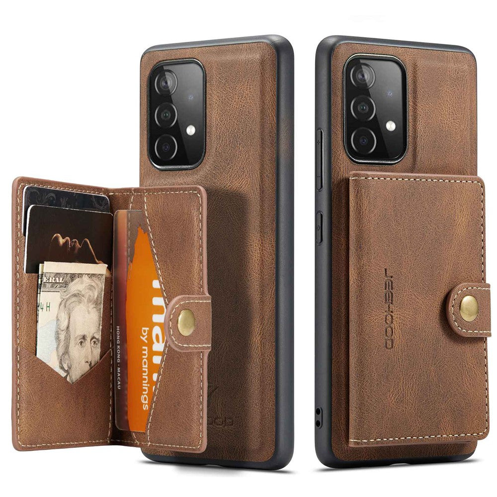 JEEHOOD For Samsung Galaxy A53 5G Shell Detachable 2-in-1 Wallet Kickstand Design Leather Coated TPU Phone Case