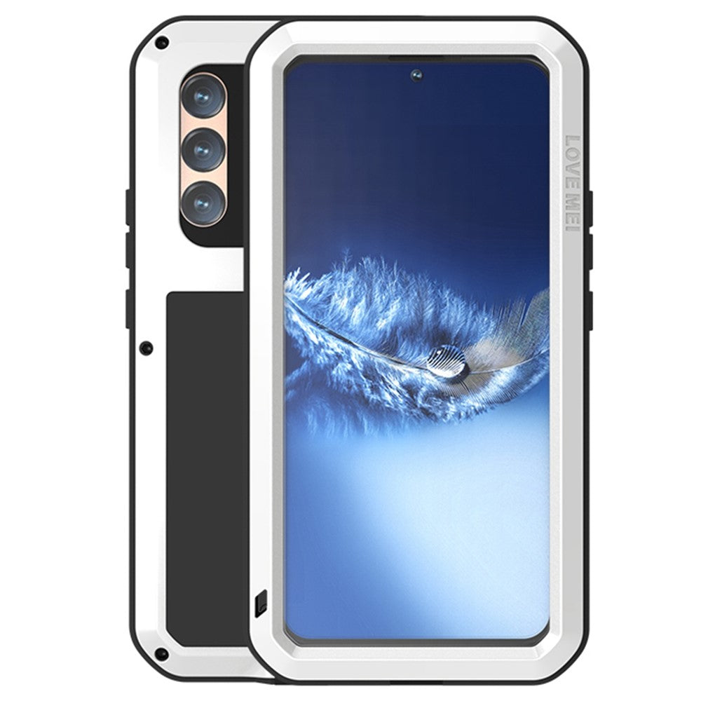 LOVE MEI stødsikkert metalsilikoneetui med hærdet glas til Samsung Galaxy S22+ 5G