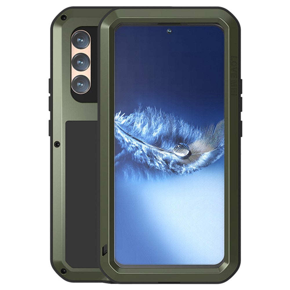 LOVE MEI stødsikkert metalsilikoneetui med hærdet glas til Samsung Galaxy S22+ 5G