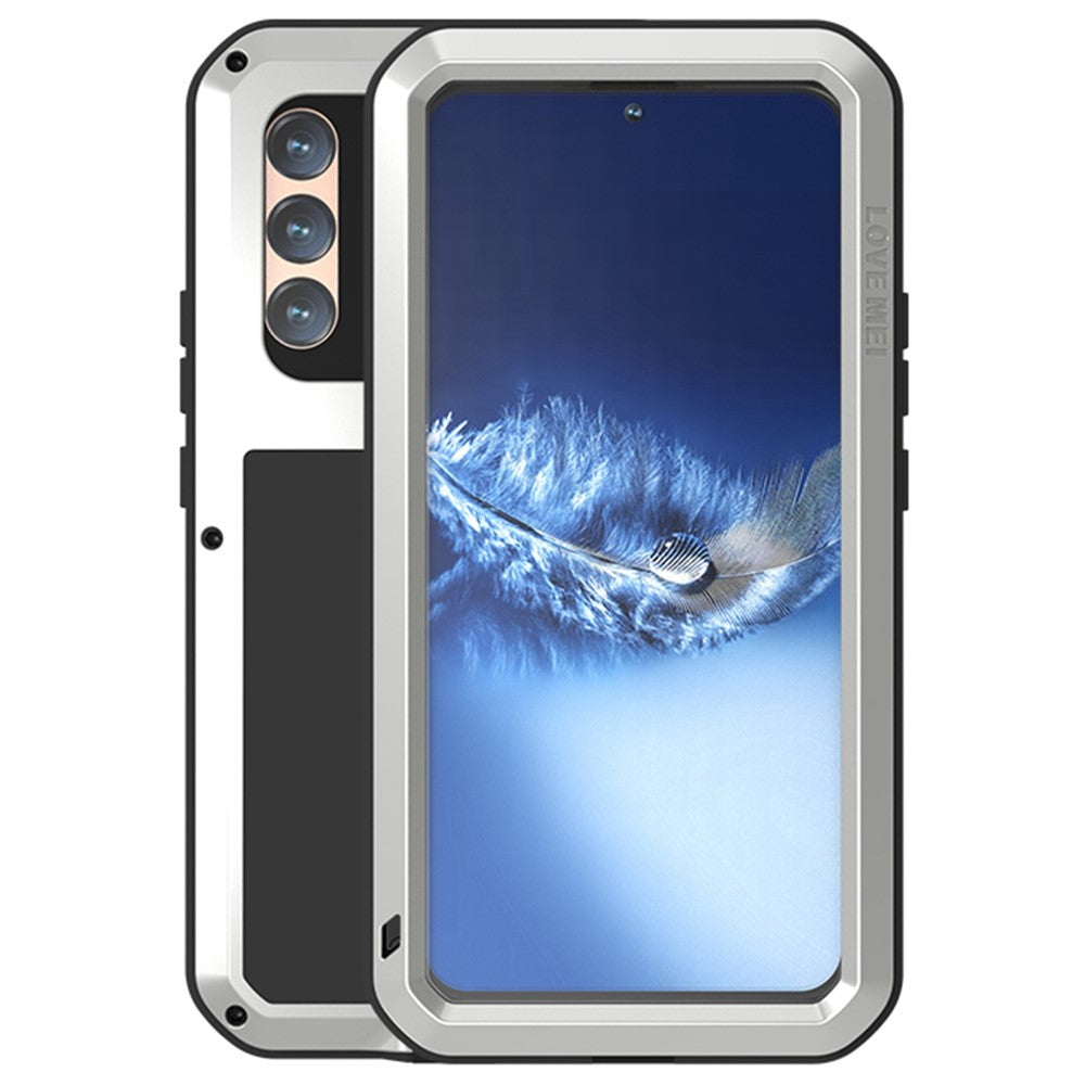 LOVE MEI stødsikkert metalsilikoneetui med hærdet glas til Samsung Galaxy S22+ 5G