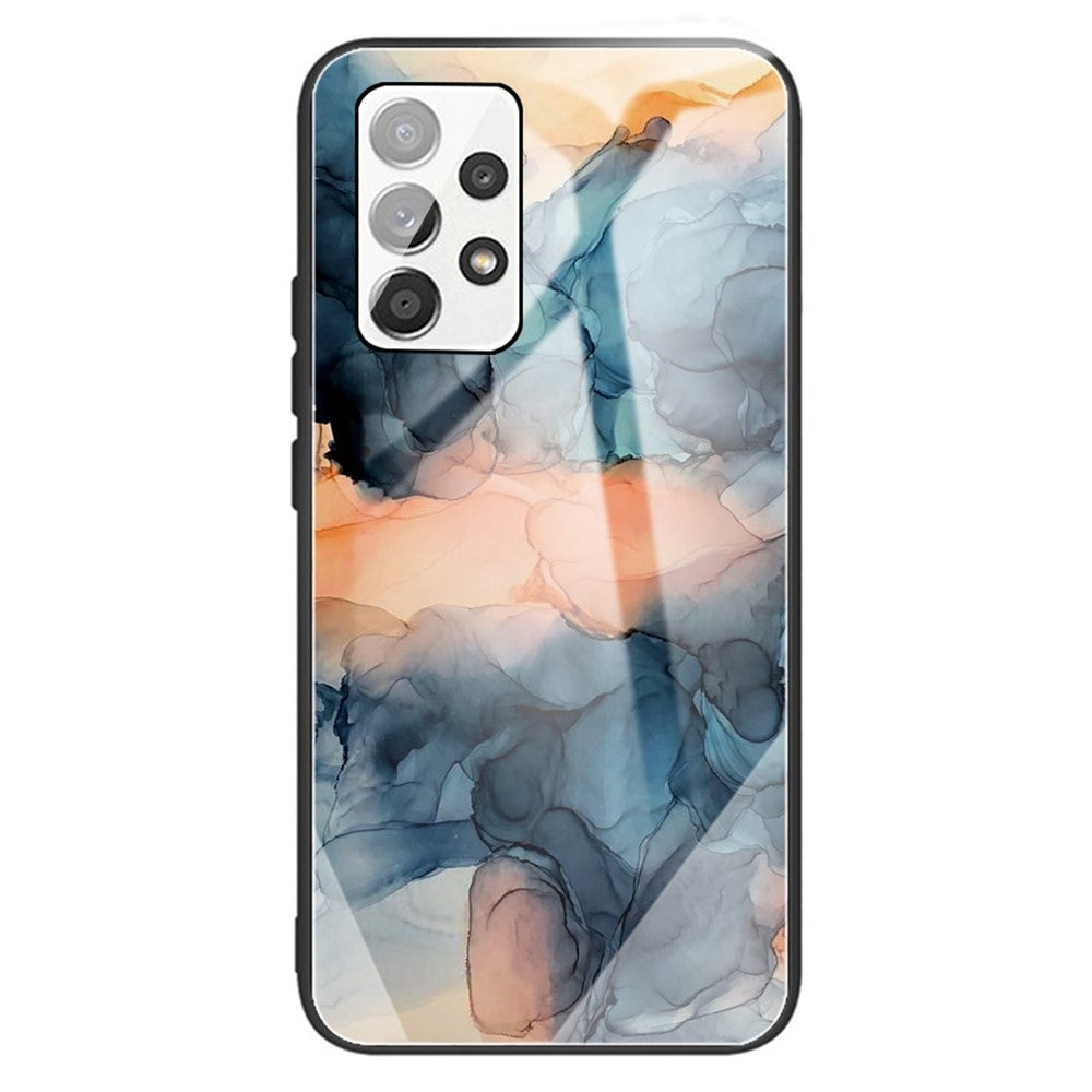 Til Samsung Galaxy A13 4G Hærdet glas + TPU Hybridcover Marmormønster Ridsefast Faldbeskyttende cover