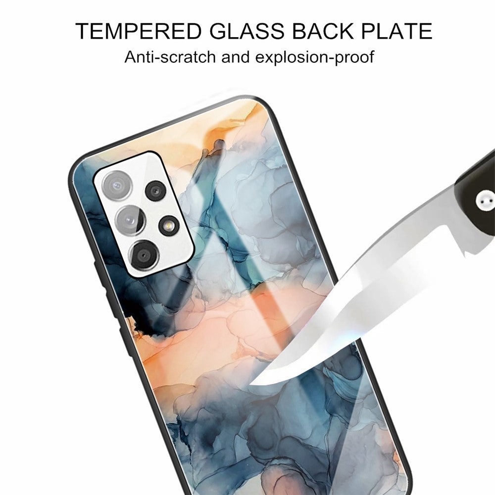 Til Samsung Galaxy A13 4G Hærdet glas + TPU Hybridcover Marmormønster Ridsefast Faldbeskyttende cover
