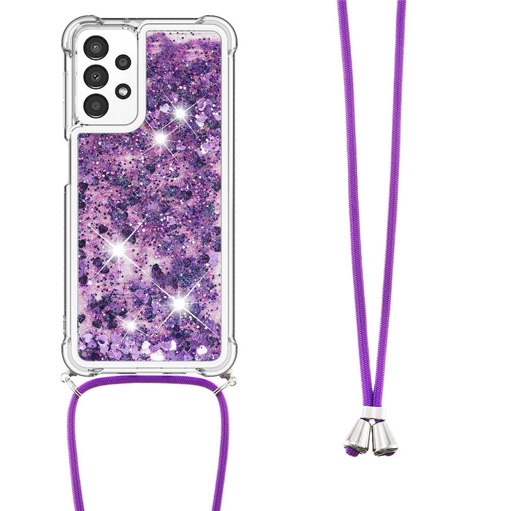 For Samsung Galaxy A13 4G TPU Cover Quicksand Design Telefoncover med Nøglesnor