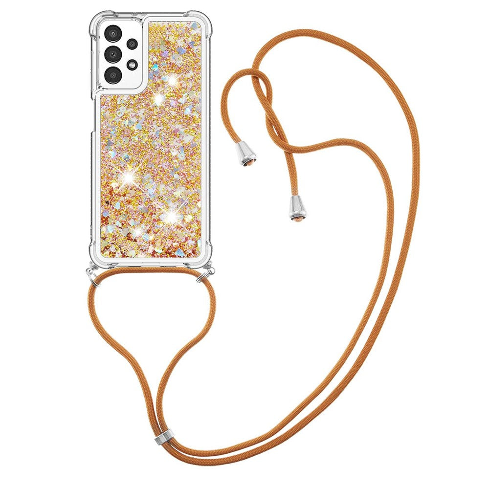 For Samsung Galaxy A13 4G TPU Cover Quicksand Design Telefoncover med Nøglesnor