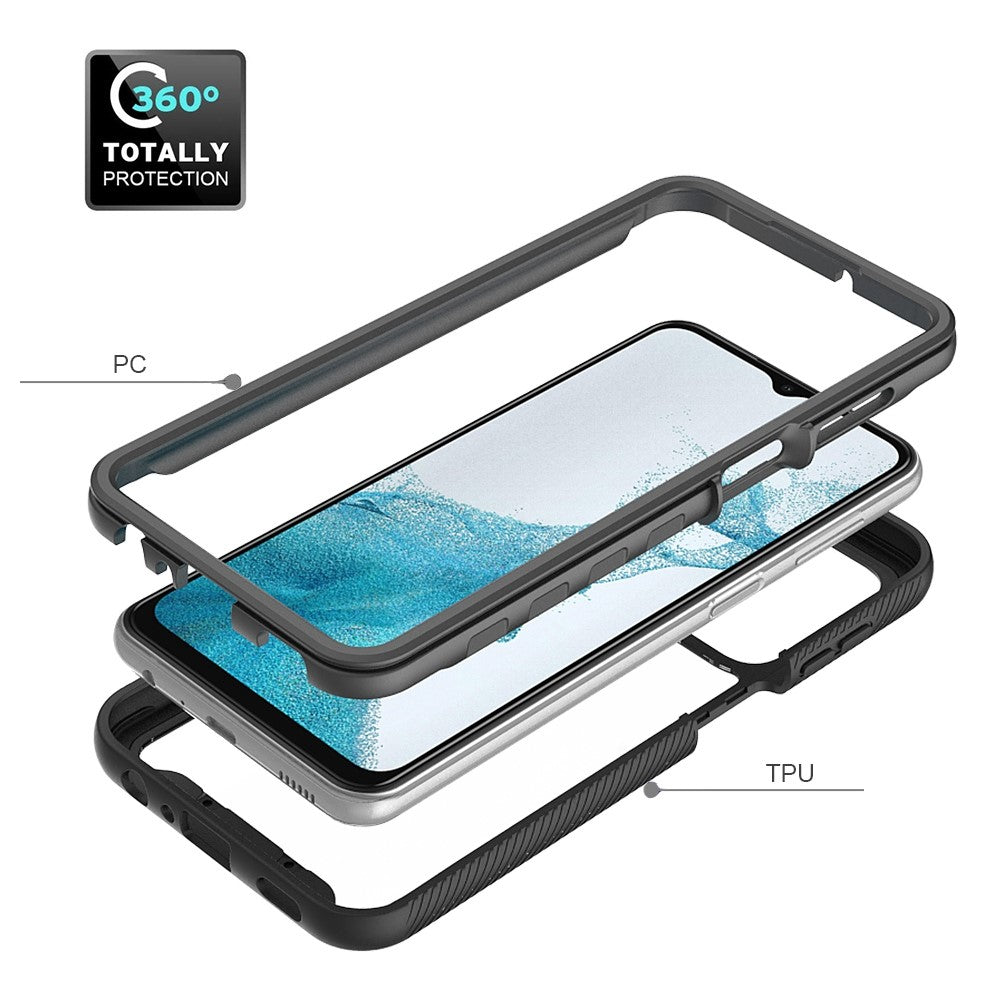For Samsung Galaxy A23 4G / 5G (Global Version) TPU Bumper Transparent PC + Acrylic Back Case Anti-scratch Phone Cover