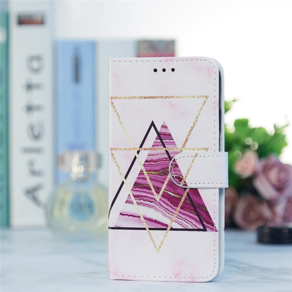 Til Samsung Galaxy A13 4G mønstertryk PU læderpung horisontalt stativ folio cover med håndrem