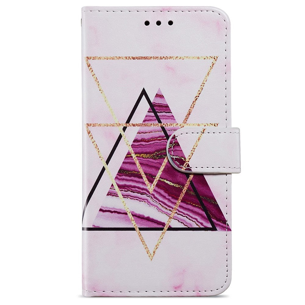 Til Samsung Galaxy A13 4G mønstertryk PU læderpung horisontalt stativ folio cover med håndrem