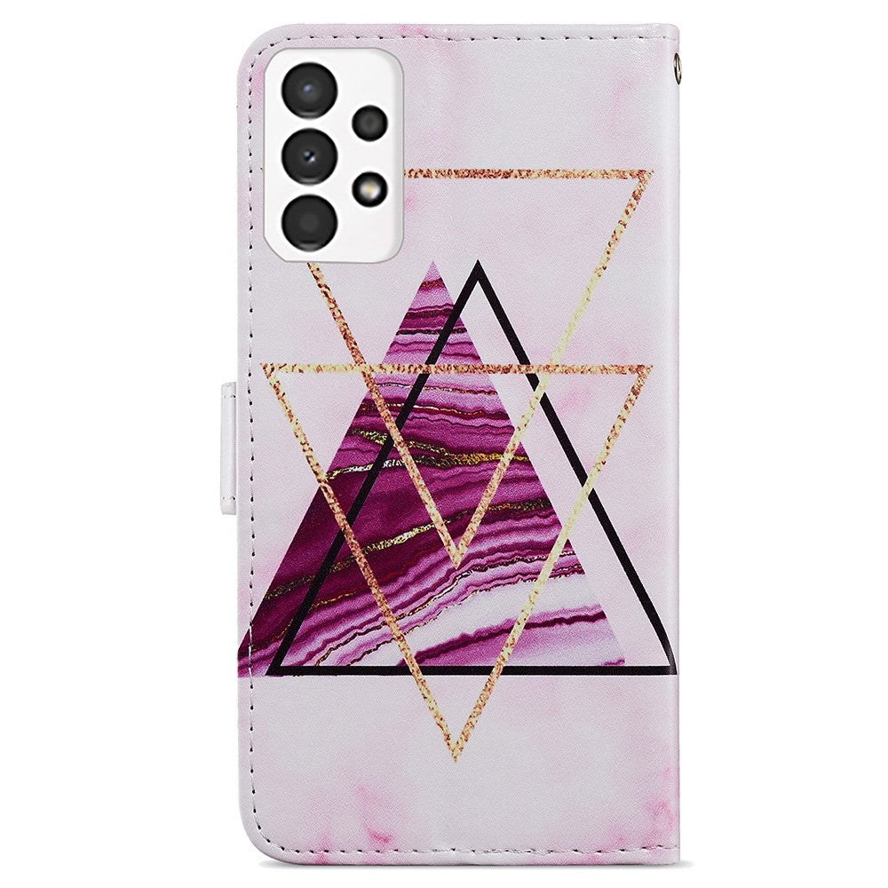 Til Samsung Galaxy A13 4G mønstertryk PU læderpung horisontalt stativ folio cover med håndrem