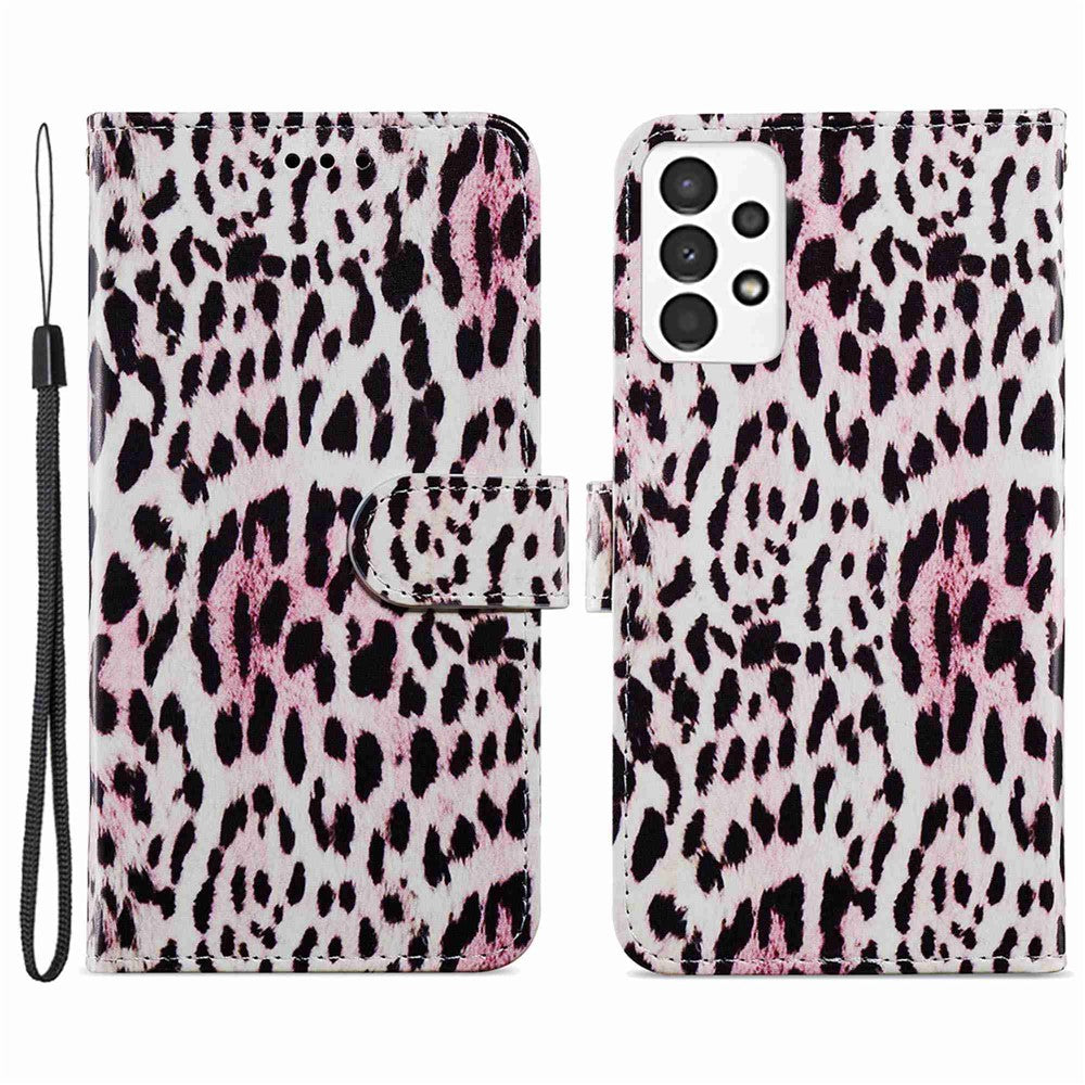 Til Samsung Galaxy A13 4G mønstertryk PU læderpung horisontalt stativ folio cover med håndrem