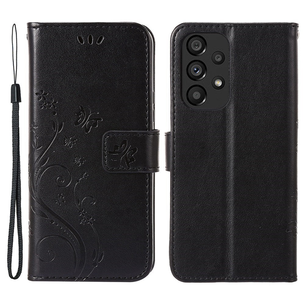 Til Samsung Galaxy A33 5G PU-læder smartphone-cover Stilfuldt præget pung med sommerfugle Anti-fald beskyttelse