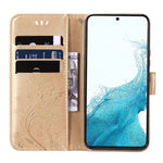 For Samsung Galaxy S22+ 5G Shockproof PU Leather Phone Case Imprint Butterflies Wallet Stand Design Magnetic Shell