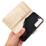 For Samsung Galaxy S22+ 5G Shockproof PU Leather Phone Case Imprint Butterflies Wallet Stand Design Magnetic Shell