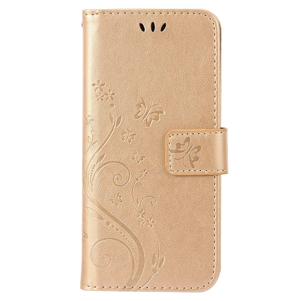 For Samsung Galaxy S22+ 5G Shockproof PU Leather Phone Case Imprint Butterflies Wallet Stand Design Magnetic Shell