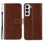 For Samsung Galaxy S22+ 5G Shockproof PU Leather Phone Case Imprint Butterflies Wallet Stand Design Magnetic Shell