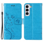 For Samsung Galaxy S22+ 5G Shockproof PU Leather Phone Case Imprint Butterflies Wallet Stand Design Magnetic Shell