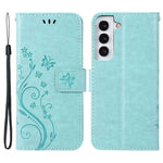 For Samsung Galaxy S22+ 5G Shockproof PU Leather Phone Case Imprint Butterflies Wallet Stand Design Magnetic Shell