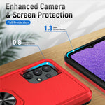 For Samsung Galaxy A32 4G (EU Version) Defender Series Anti-fall PC + TPU Hybrid Phone Cover Rotary Ring Kickstand Cellphone Case