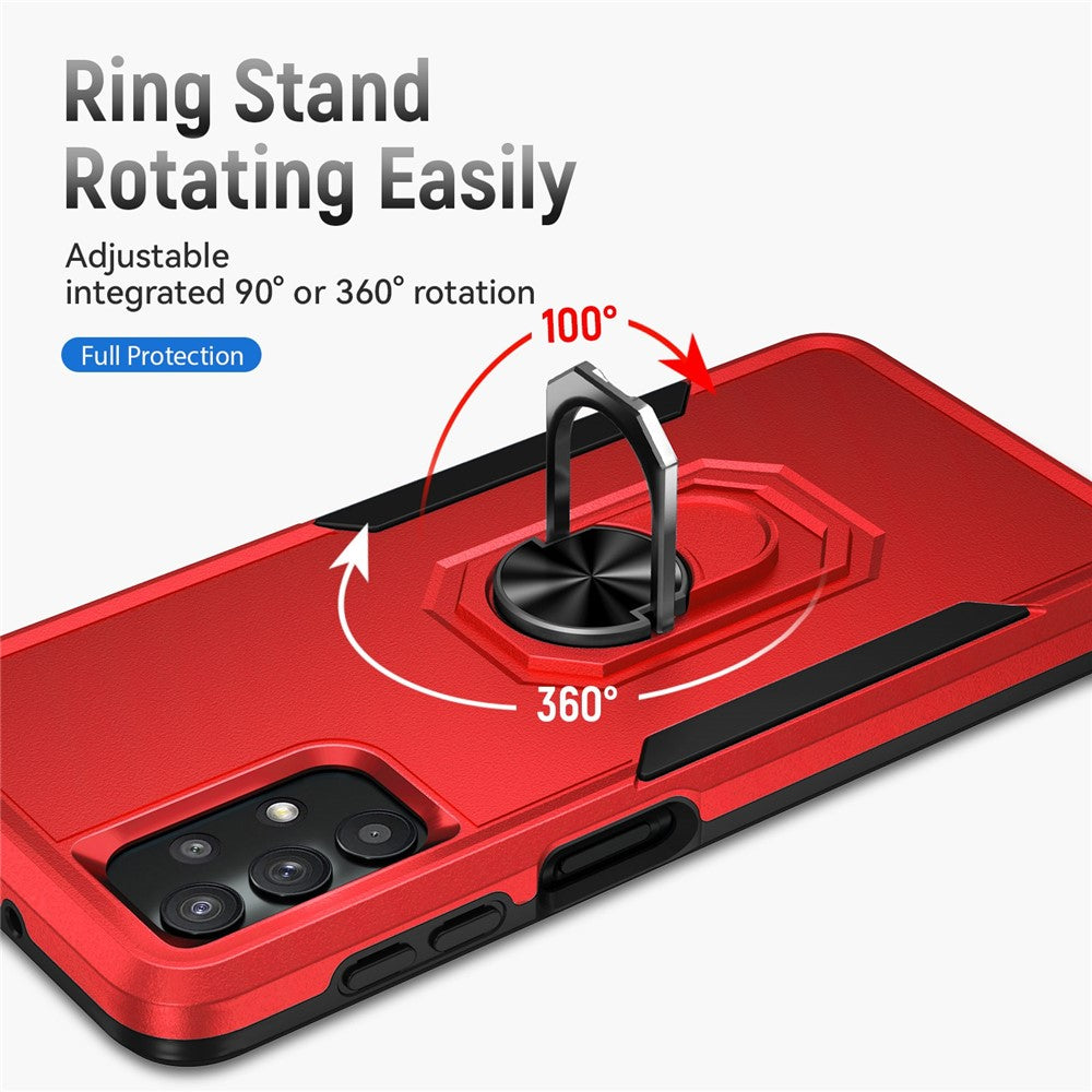 For Samsung Galaxy A32 4G (EU Version) Defender Series Anti-fall PC + TPU Hybrid Phone Cover Rotary Ring Kickstand Cellphone Case