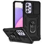 For Samsung Galaxy A33 5G Slide Camera Cover Hard PC + Soft TPU Phone Case with Ring Kickstand