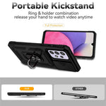 For Samsung Galaxy A33 5G Slide Camera Cover Hard PC + Soft TPU Phone Case with Ring Kickstand