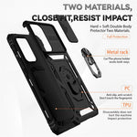 For Samsung Galaxy A33 5G Slide Camera Cover Hard PC + Soft TPU Phone Case with Ring Kickstand