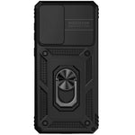 For Samsung Galaxy A33 5G Slide Camera Cover Hard PC + Soft TPU Phone Case with Ring Kickstand