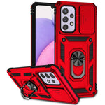 For Samsung Galaxy A33 5G Slide Camera Cover Hard PC + Soft TPU Phone Case with Ring Kickstand