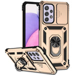 For Samsung Galaxy A33 5G Slide Camera Cover Hard PC + Soft TPU Phone Case with Ring Kickstand