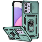 For Samsung Galaxy A33 5G Slide Camera Cover Hard PC + Soft TPU Phone Case with Ring Kickstand