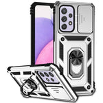 For Samsung Galaxy A33 5G Slide Camera Cover Hard PC + Soft TPU Phone Case with Ring Kickstand