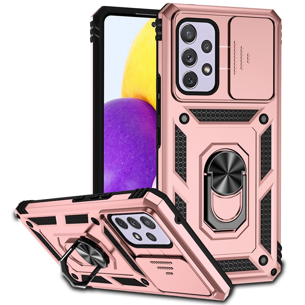 Til Samsung Galaxy A53 5G Cover med Kameralinsebeskyttelse, Ring Kickstand Hybrid PC + TPU