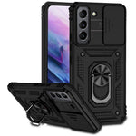 Samsung Galaxy S22 5G Kameraskyddsskal TPU + PC Halkfri Stötsäkert Skyddande mobilskal med Ringhållare Stöd