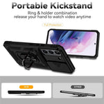 Samsung Galaxy S22 5G Kameraskyddsskal TPU + PC Halkfri Stötsäkert Skyddande mobilskal med Ringhållare Stöd