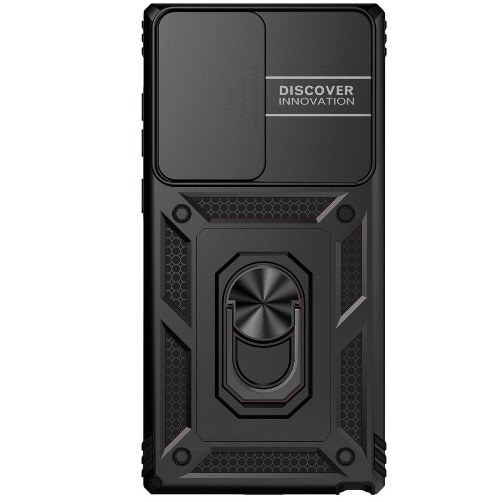 Samsung Galaxy S22 Ultra 5G Ringstativ Baksida TPU+PC Hybrid mobilskal med Skjutkameraskydd