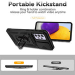 For Samsung Galaxy A52 4G/5G/A52s 5G Slide Camera Protector PC + TPU Phone Case Ring Kickstand Protective Cover