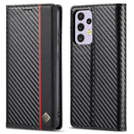 LC.IMEEKE för Samsung Galaxy A33 5G PU-läder kolfibertextur flipfodral stativ dolt magnetiskt adsorption stötsäkert plånboksfodral