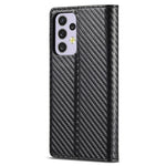 LC.IMEEKE för Samsung Galaxy A33 5G PU-läder kolfibertextur flipfodral stativ dolt magnetiskt adsorption stötsäkert plånboksfodral