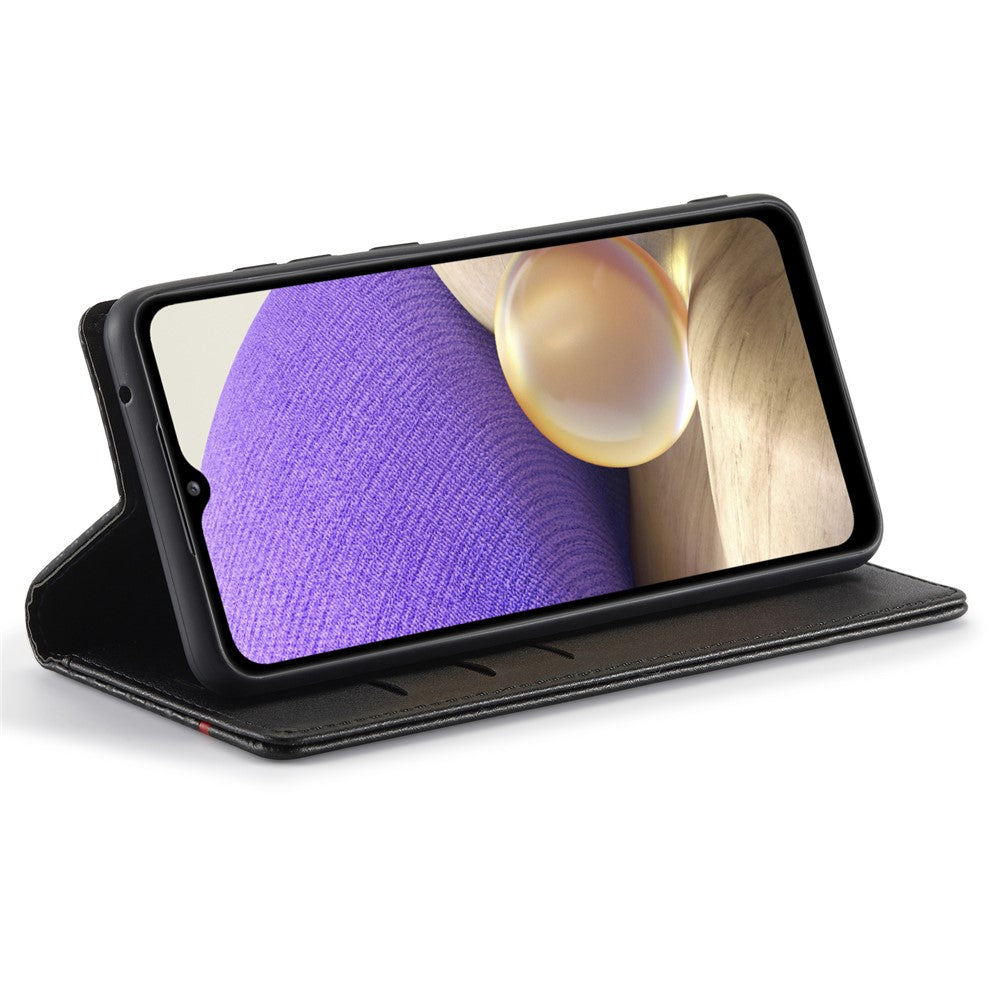 LC.IMEEKE för Samsung Galaxy A33 5G PU-läder kolfibertextur flipfodral stativ dolt magnetiskt adsorption stötsäkert plånboksfodral