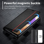 LC.IMEEKE för Samsung Galaxy A33 5G PU-läder kolfibertextur flipfodral stativ dolt magnetiskt adsorption stötsäkert plånboksfodral