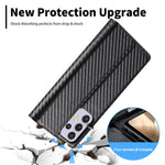 LC.IMEEKE för Samsung Galaxy A33 5G PU-läder kolfibertextur flipfodral stativ dolt magnetiskt adsorption stötsäkert plånboksfodral