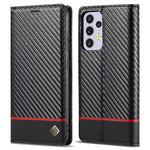LC.IMEEKE för Samsung Galaxy A33 5G PU-läder kolfibertextur flipfodral stativ dolt magnetiskt adsorption stötsäkert plånboksfodral