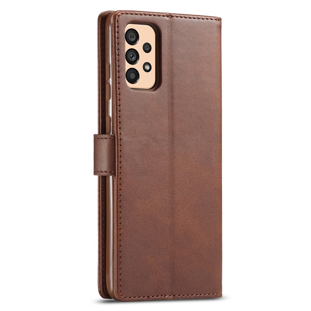 LC.IMEEKE Textured Leather Wallet Case for Samsung Galaxy A33 5G, Stand Function Magnetic Closure Shockproof Flip Folio Cover