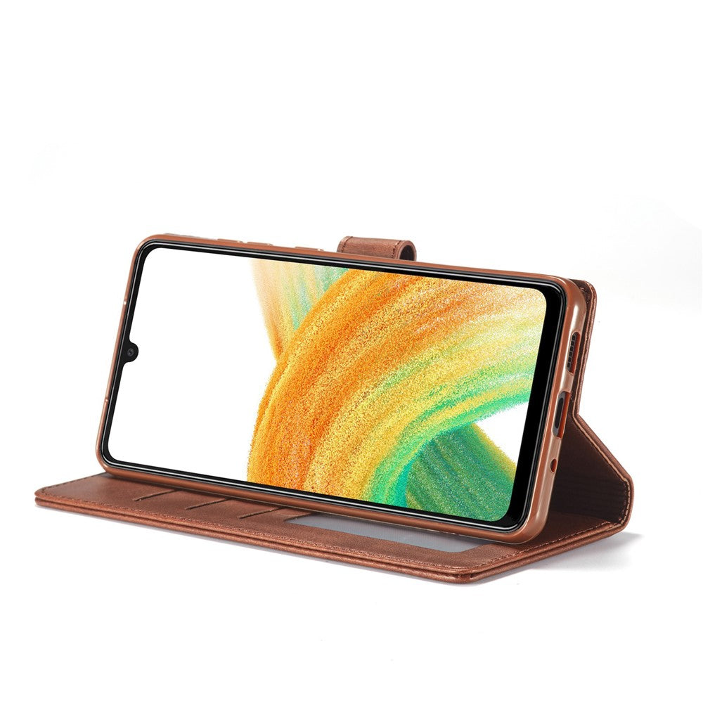 LC.IMEEKE Textured Leather Wallet Case for Samsung Galaxy A33 5G, Stand Function Magnetic Closure Shockproof Flip Folio Cover