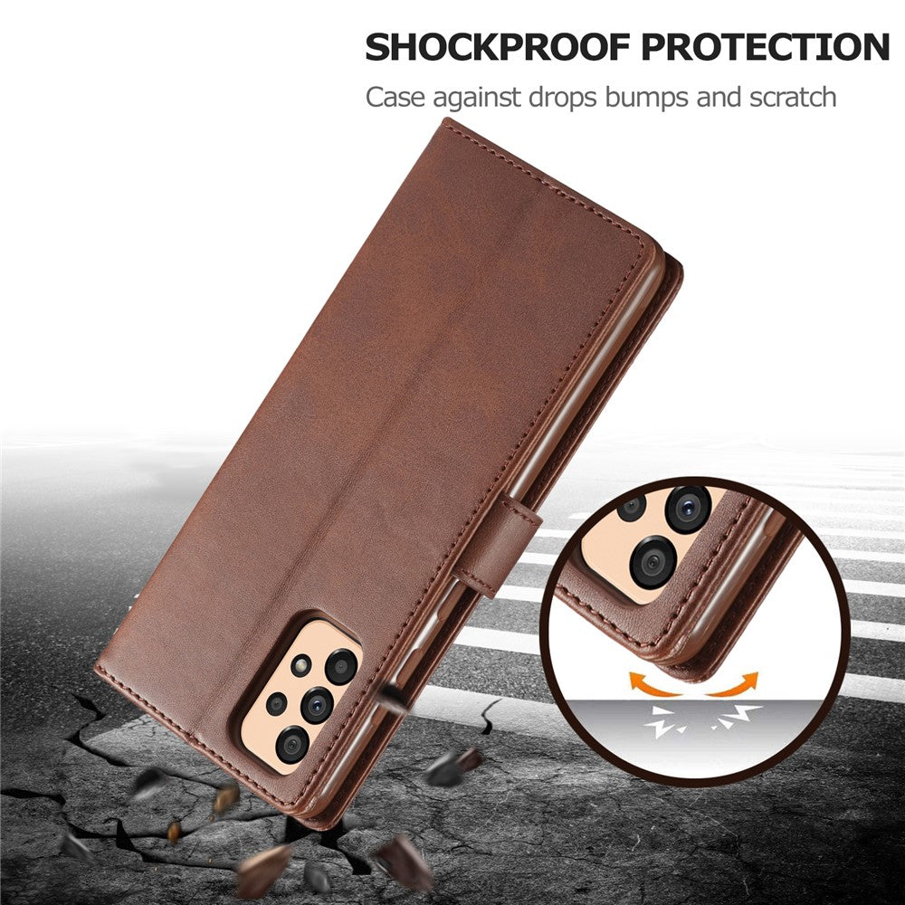 LC.IMEEKE Textured Leather Wallet Case for Samsung Galaxy A33 5G, Stand Function Magnetic Closure Shockproof Flip Folio Cover