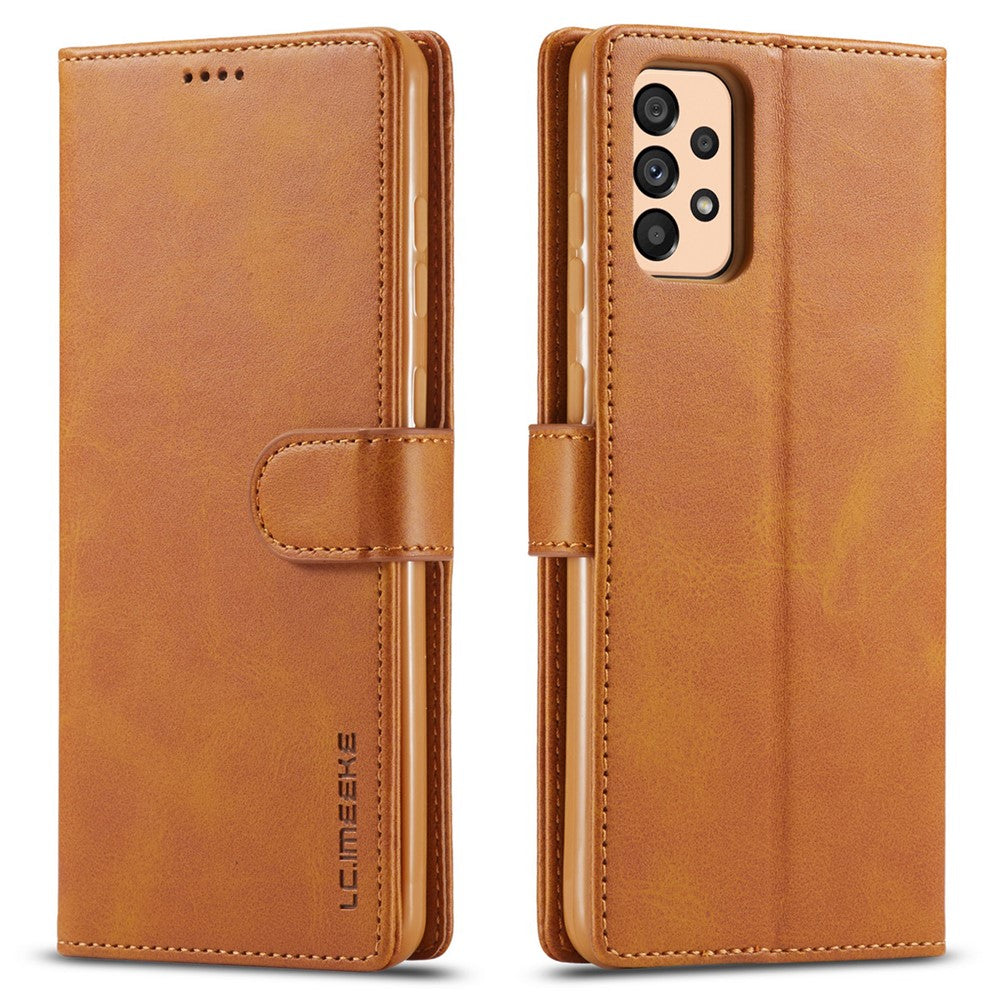 LC.IMEEKE Textured Leather Wallet Case for Samsung Galaxy A33 5G, Stand Function Magnetic Closure Shockproof Flip Folio Cover